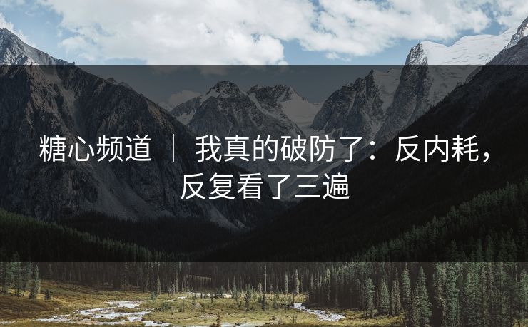 糖心频道 ｜ 我真的破防了：反内耗，反复看了三遍